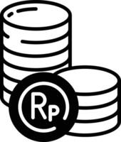 Indonesian Rupiah coin glyph and line vector illustration