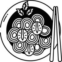 Spaghetti Italian glyph and line vector illustration