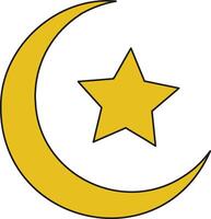 Crescent moon and star icon. Ramadan Kareem festival and celebration theme. Isolated design. Vector illustration