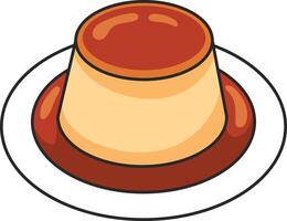 Illustration of a caramel flan isolated on a white background. vector