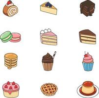 Dessert icons set. Cartoon illustration of 9 dessert icons for web vector