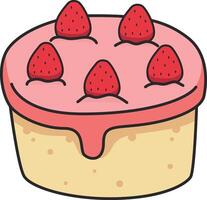 Cake with strawberries. Vector illustration in doodle style.