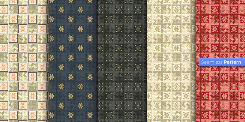 Chinese Japanese style geometric pattern. colors background. contemporary art. symmetric. minimal style. For wallpaper, wrapper, textiles, fabric, clothes, souvenirs, surface. Seamless pattern vector.