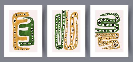 Scandinavian abstract vector print set. Minimalistic abstract wall art background for print. Scandinavian vector style.