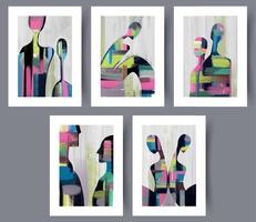 Scandinavian abstract vector print set. Minimalistic abstract wall art background for print. Scandinavian vector style.