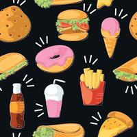 Fast food icon pattern Restaurant wallpaper Vector