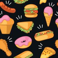 Fast food icon pattern Restaurant wallpaper Vector