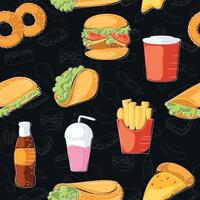 Fast food icon pattern Restaurant wallpaper Vector