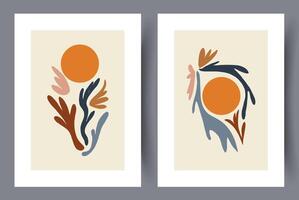 Scandinavian abstract vector print set. Minimalistic abstract wall art background for print. Scandinavian vector style.
