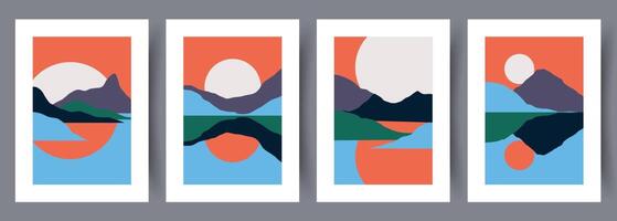 Scandinavian abstract vector print set. Minimalistic abstract wall art background for print. Scandinavian vector style.