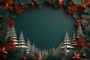 AI generated Merry Christmas frame with copy space photo