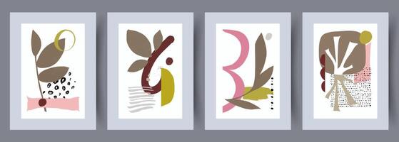 Scandinavian abstract vector print set. Minimalistic abstract wall art background for print. Scandinavian vector style.