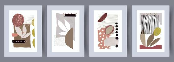 Scandinavian abstract vector print set. Minimalistic abstract wall art background for print. Scandinavian vector style.