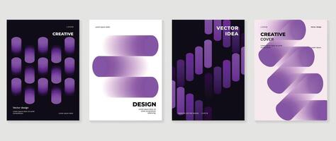 Abstract gradient background vector set. Minimalist style cover template with vibrant perspective 3d geometric prism shapes collection. Ideal design for social media, poster, cover, banner, flyer.