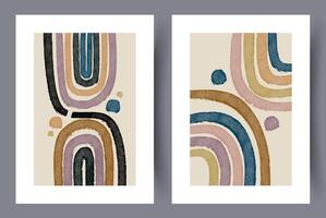 Scandinavian abstract vector print set. Minimalistic abstract wall art background for print. Scandinavian vector style.