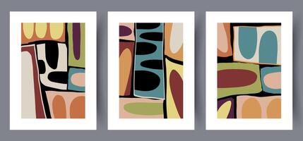 Scandinavian abstract vector print set. Minimalistic abstract wall art background for print. Scandinavian vector style.