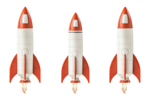 AI generated Three Toy Space Rockets png