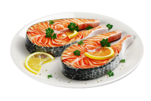 ai generado Fresco salmón filetes Listo para Cocinando png