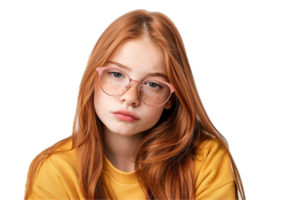 ai généré Jeune fille avec une sérieux expression png