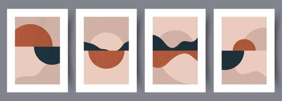 Scandinavian abstract vector print set. Minimalistic abstract wall art background for print. Scandinavian vector style.