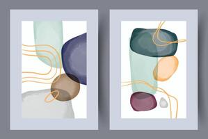 Scandinavian abstract vector print set. Minimalistic abstract wall art background for print. Scandinavian vector style.