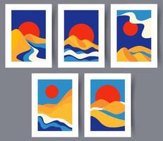 Scandinavian abstract vector print set. Minimalistic abstract wall art background for print. Scandinavian vector style.