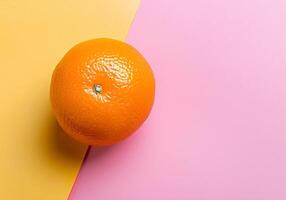 AI generated An orange on pink and yellow background for mockup design. Contrast colors photo