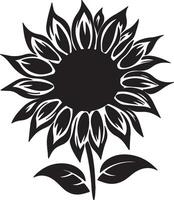 Sunflower Silhouette Vector Illustration White Background