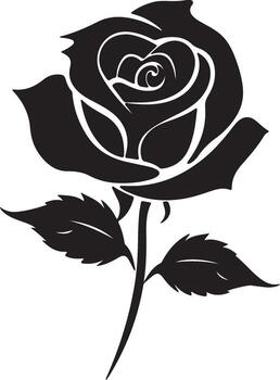 Rose Flower Silhouette Vector Illustration White Background