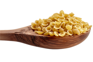 AI generated Dry Fusilli Pasta Twists on Wooden Spoon png