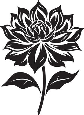 Dahlia Flower Silhouette Vector Illustration White Background