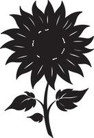 Sunflower Silhouette Vector Illustration White Background