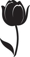 Tulip Flower Silhouette Vector Illustration White Background