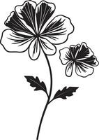 Geranium Flower Silhouette Vector Illustration White Background