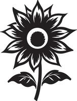 Sunflower Silhouette Vector Illustration White Background