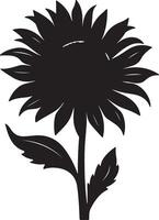 Sunflower Silhouette Vector Illustration White Background