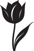 Tulip Flower Silhouette Vector Illustration White Background