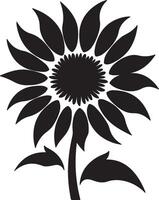 Sunflower Silhouette Vector Illustration White Background