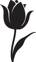 Tulip Flower Silhouette Vector Illustration White Background