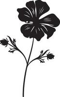 Geranium Flower Silhouette Vector Illustration White Background