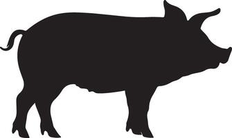 Pig Silhouette Vector Illustration White Background