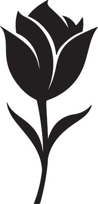 Tulip Flower Silhouette Vector Illustration White Background