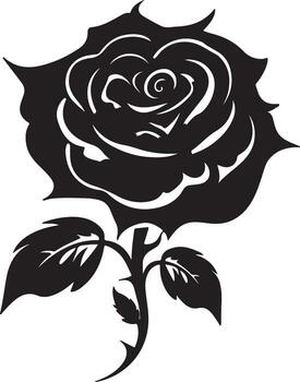 Rose Flower Silhouette Vector Illustration White Background