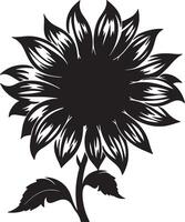 Sunflower Silhouette Vector Illustration White Background