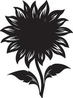 Sunflower Silhouette Vector Illustration White Background