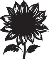 Sunflower Silhouette Vector Illustration White Background