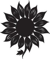 Sunflower Silhouette Vector Illustration White Background