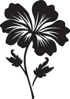 Geranium Flower Silhouette Vector Illustration White Background