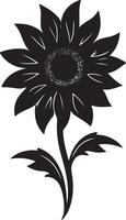 Sunflower Silhouette Vector Illustration White Background