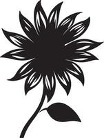 Sunflower Silhouette Vector Illustration White Background